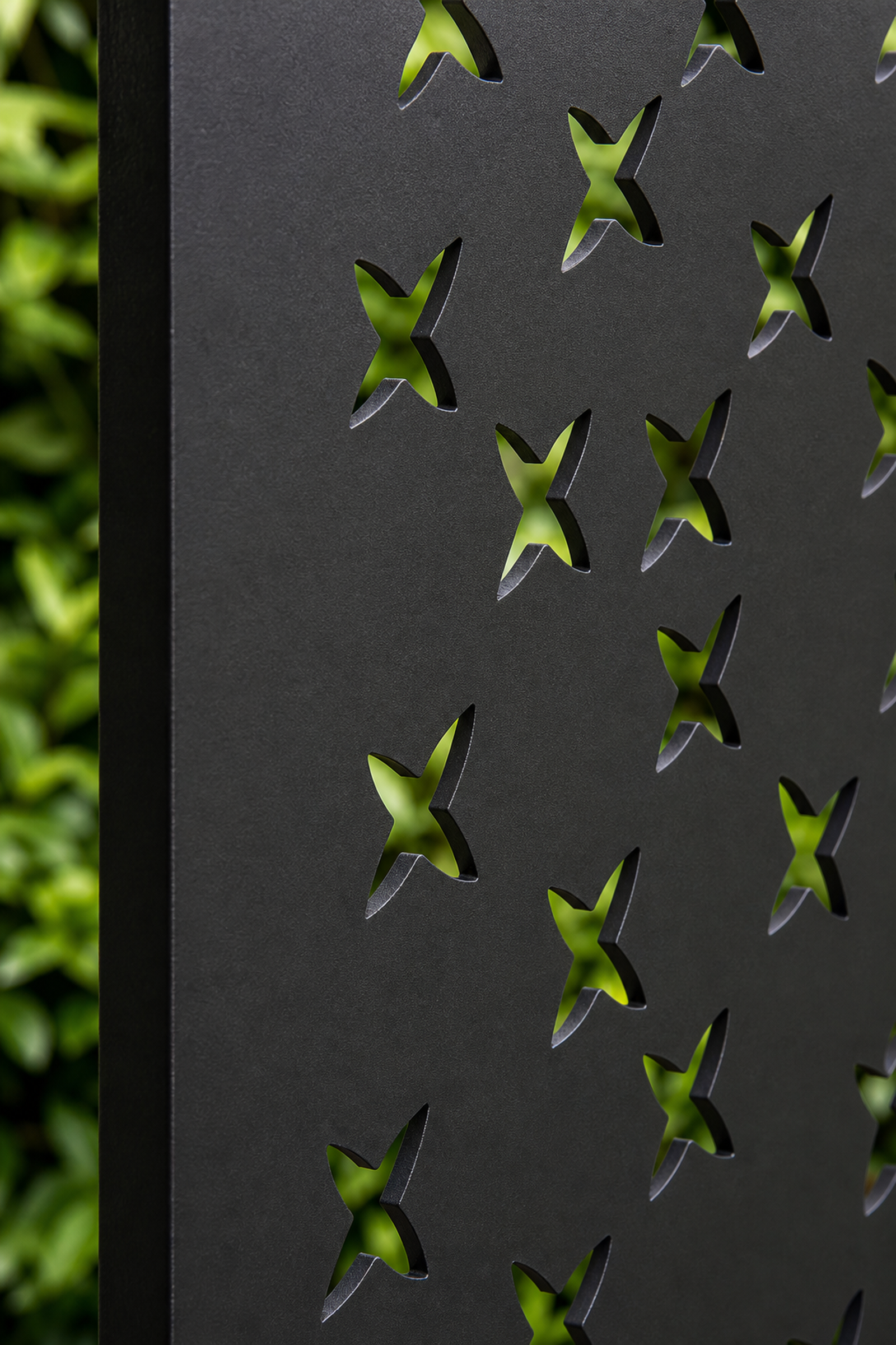 Design 140 Cross Stitch Grid Laser Cut Metal Privacy Screen Panel close-up detail view