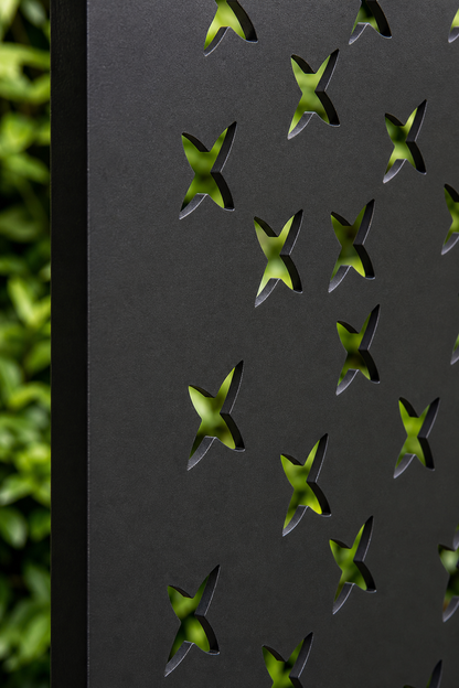 Design 140 Cross Stitch Grid Laser Cut Metal Privacy Screen Panel close-up detail view