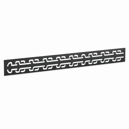 Interlocking Chain Band laser cut metal fence topper insert perspective view, Design 141