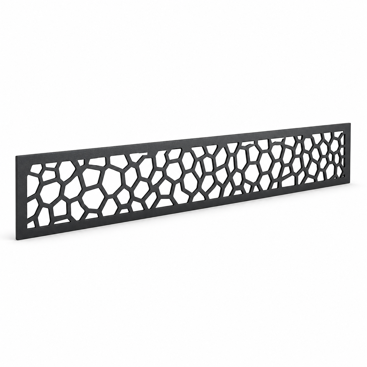 Stone Pebble Lattice laser cut metal fence topper insert perspective view, Design 142