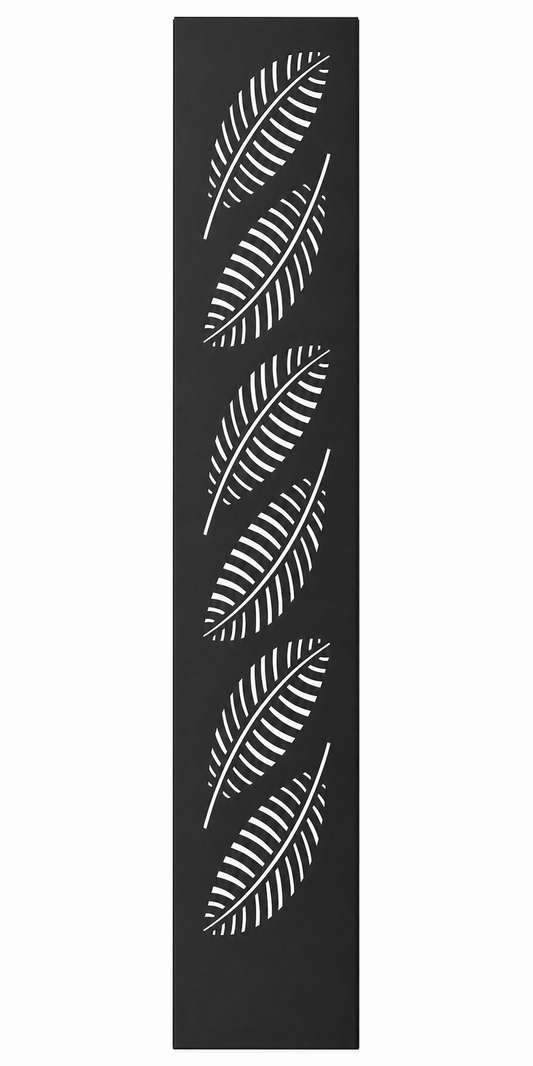 Design 143 Feather Stripes Laser Cut Metal Privacy Screen Panel front main view