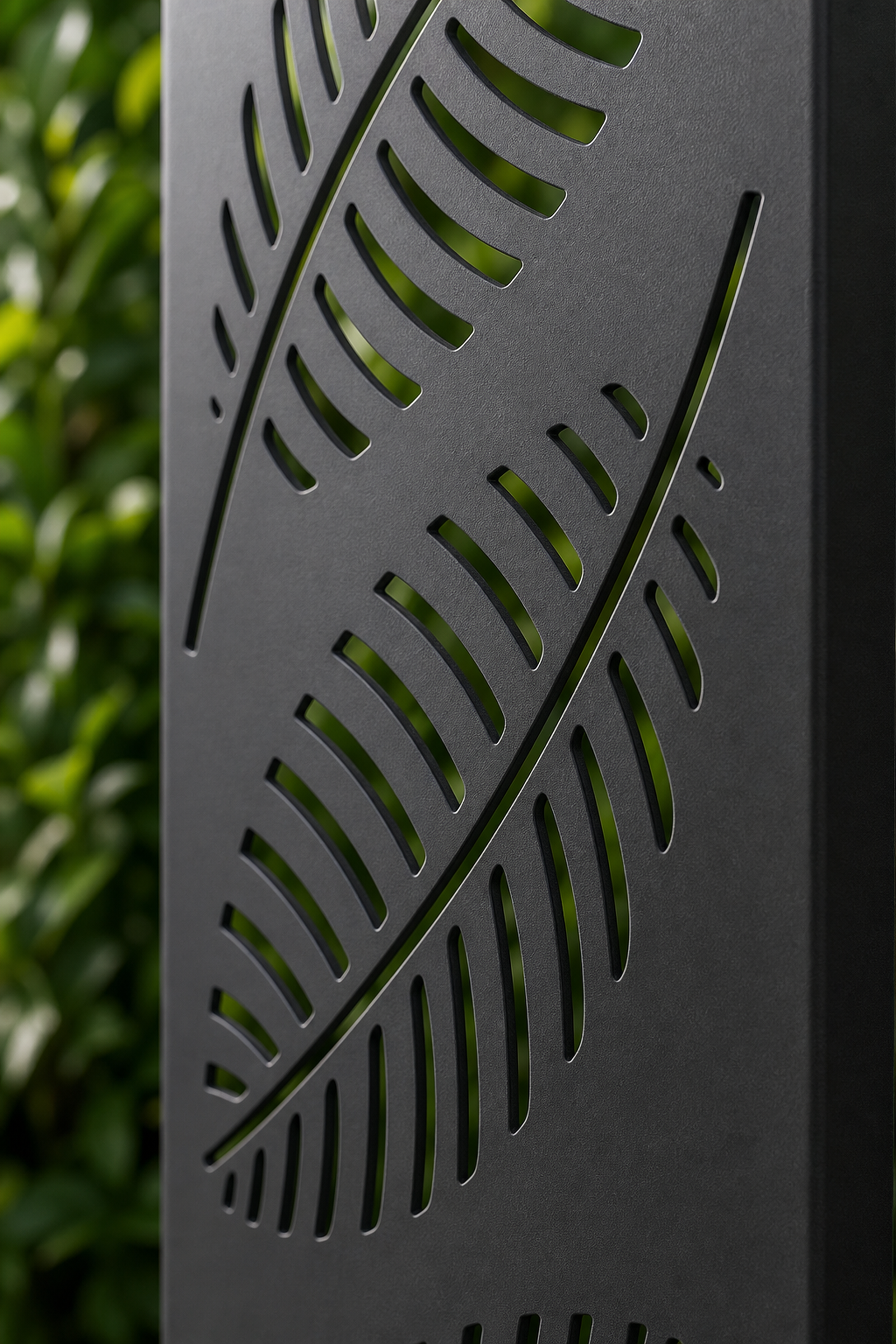 Design 143 Feather Stripes Laser Cut Metal Privacy Screen Panel close-up detail view