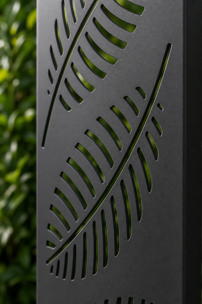 Design 143 Feather Stripes Laser Cut Metal Privacy Screen Panel close-up detail view