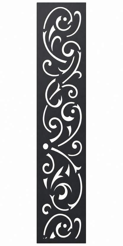 Design 144 Large Curling Vine Laser Cut Metal Privacy Screen Panel front main view