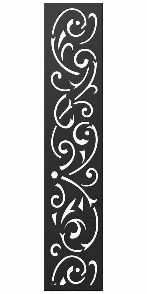 Design 144 Large Curling Vine Laser Cut Metal Privacy Screen Panel front main view