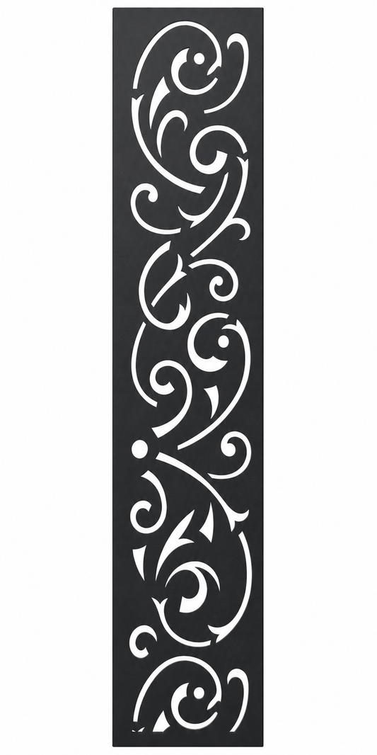 Design 144 Large Curling Vine Laser Cut Metal Privacy Screen Panel front main view