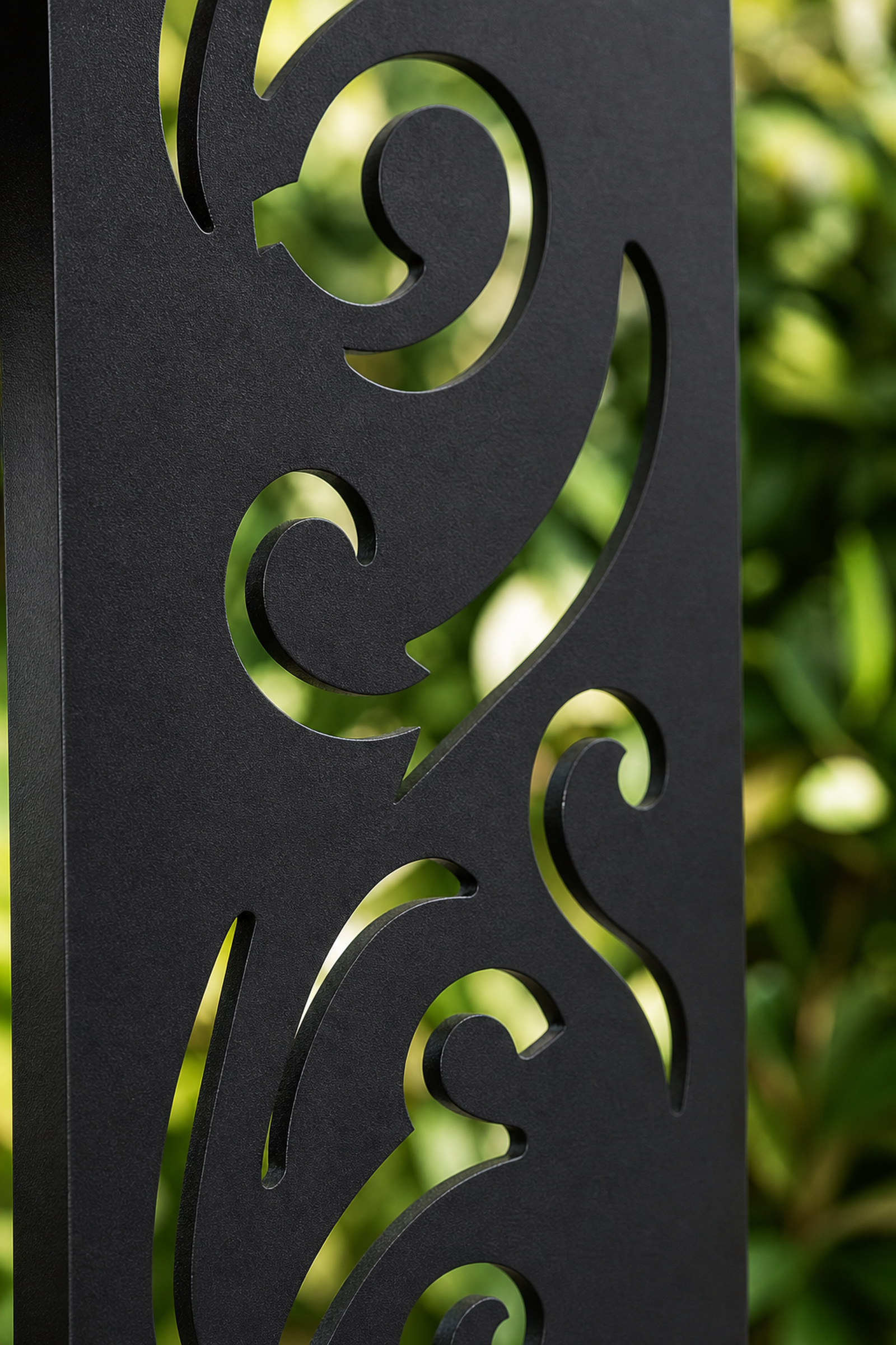 Design 144 Large Curling Vine Laser Cut Metal Privacy Screen Panel close-up detail view