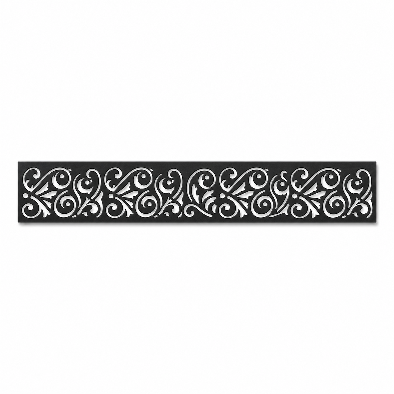 Triple Scroll Vine decorative metal fence topper front pattern for WPC composite fencing, Design 144