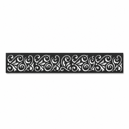 Triple Scroll Vine decorative metal fence topper front pattern for WPC composite fencing, Design 144