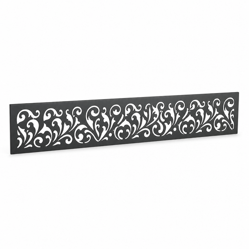 Triple Scroll Vine laser cut metal fence topper insert perspective view, Design 144