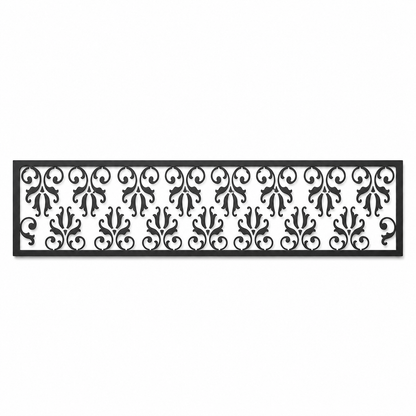 Floral Scroll Lace decorative metal fence topper front pattern for WPC composite fencing, Design 145