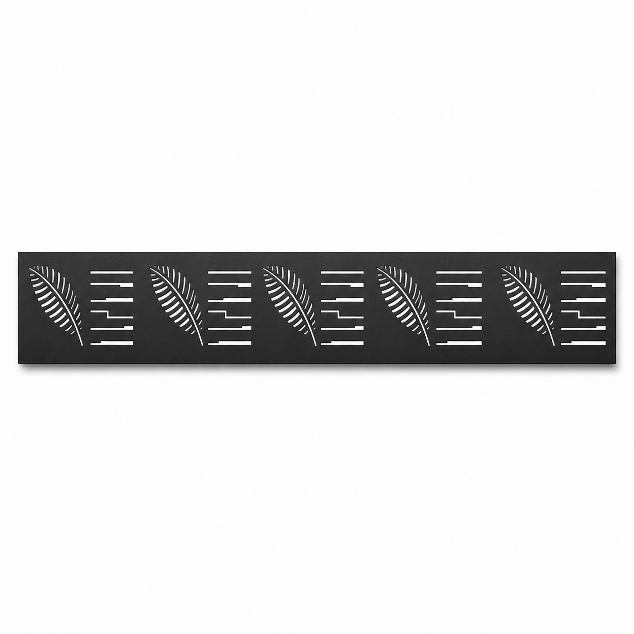 Angled Leaf Stripe decorative metal fence topper front pattern for WPC composite fencing, Design 146