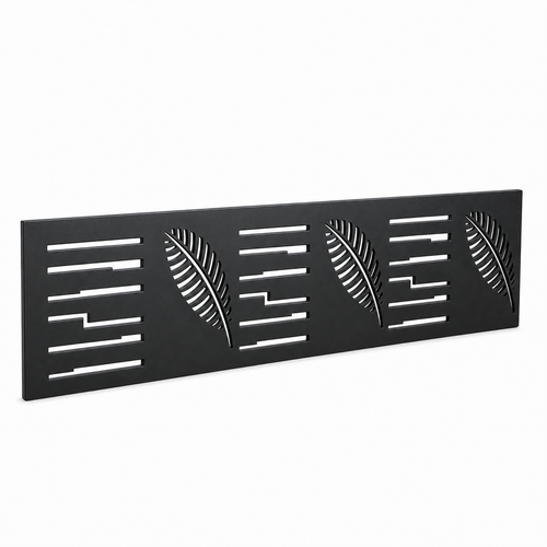 Angled Leaf Stripe laser cut metal fence topper insert perspective view, Design 146