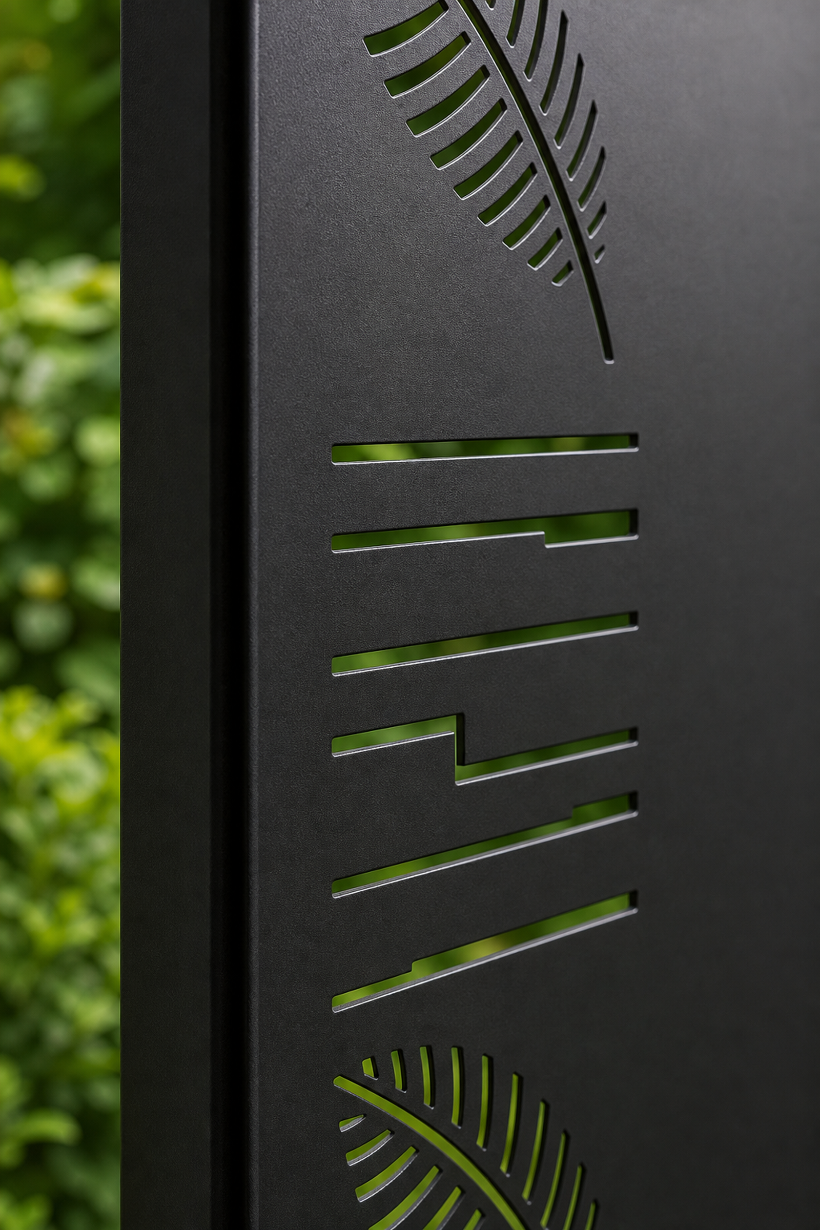Design 146 Fern Stripe Laser Cut Metal Privacy Screen Panel close-up detail view