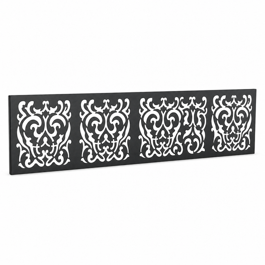 Lace Damask Garden laser cut metal fence topper insert perspective view, Design 147