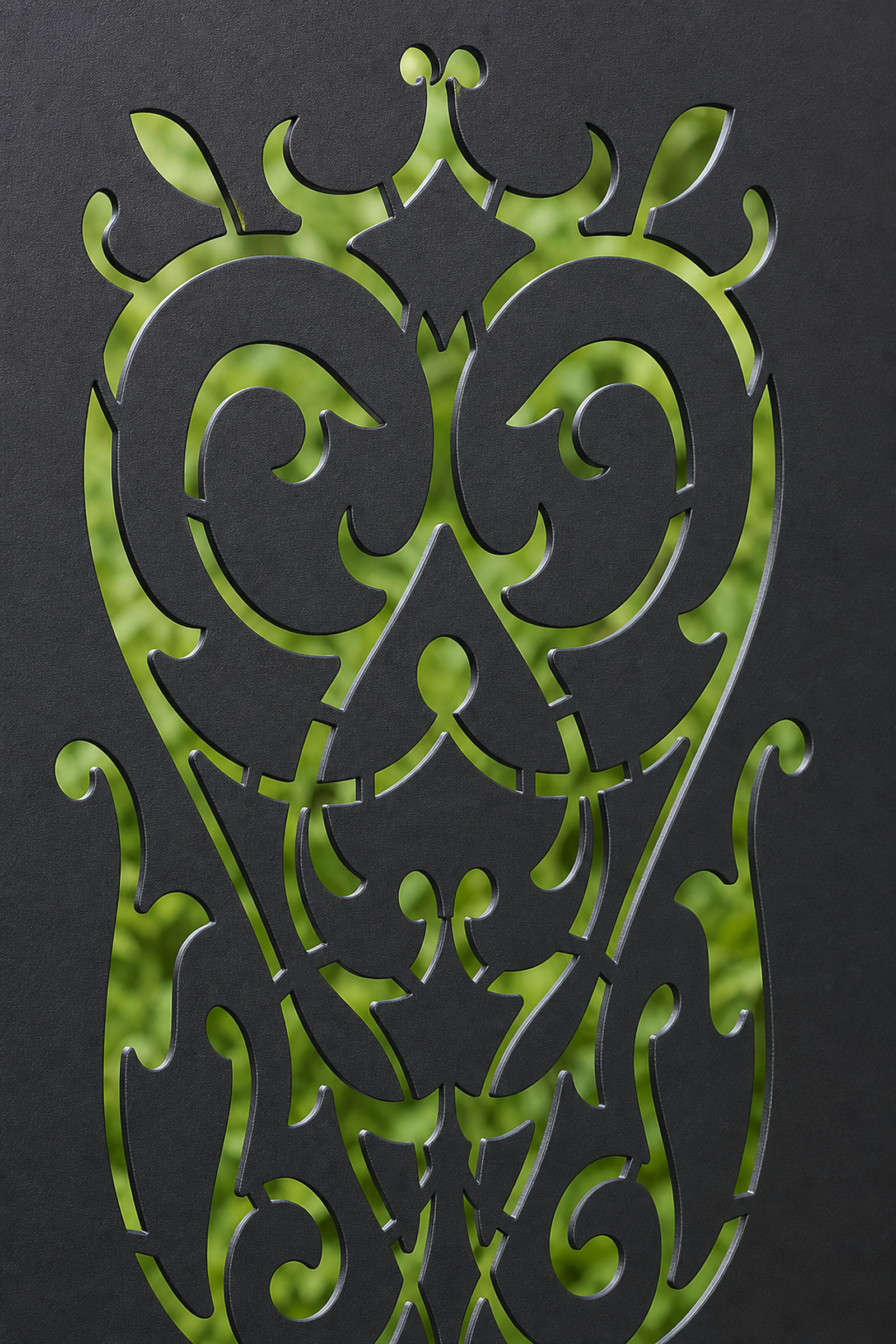 Design 147 Rococo Damask Laser Cut Metal Privacy Screen Panel close-up detail view