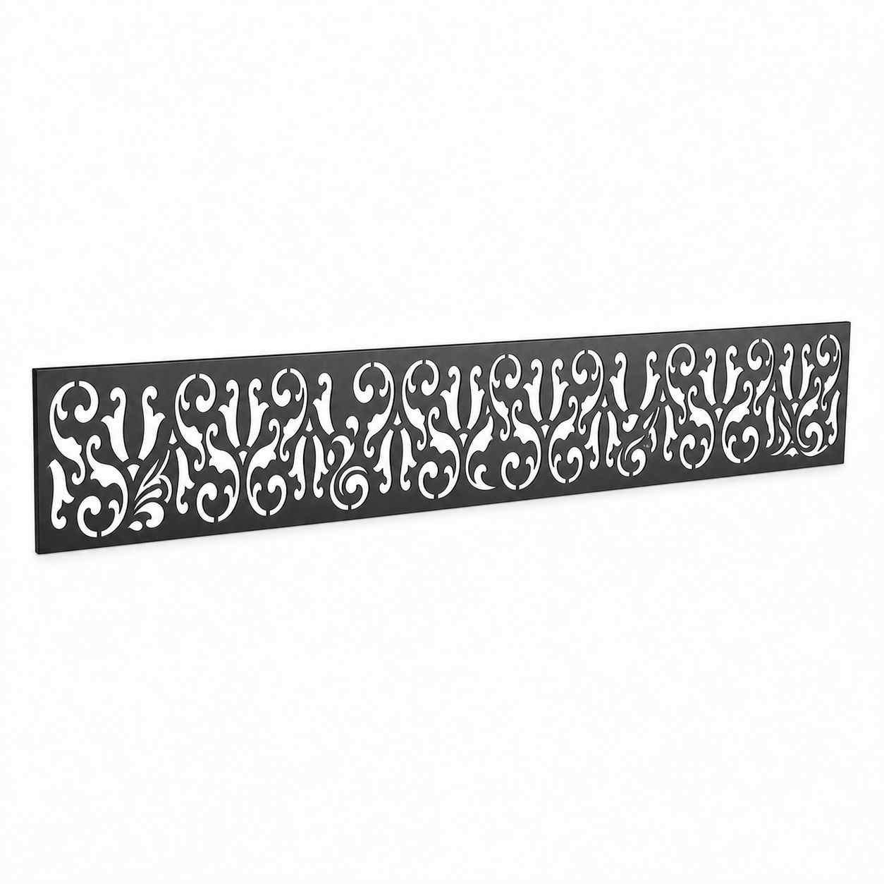 Baroque Leaf Panel laser cut metal fence topper insert perspective view, Design 148