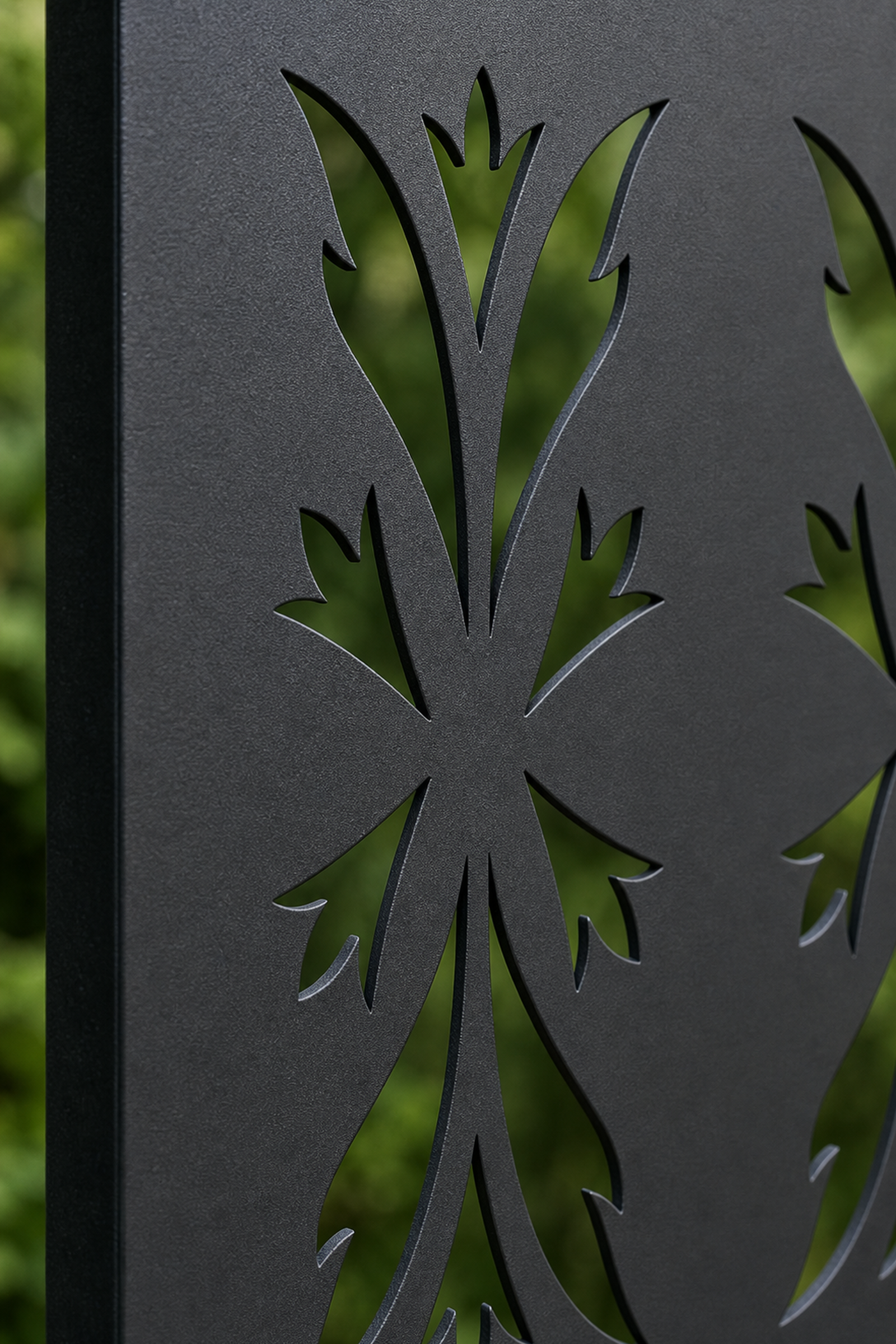 Design 149 Acanthus Leaf Stack Laser Cut Metal Privacy Screen Panel close-up detail view