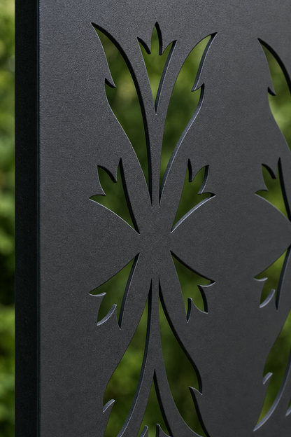 Design 149 Acanthus Leaf Stack Laser Cut Metal Privacy Screen Panel close-up detail view