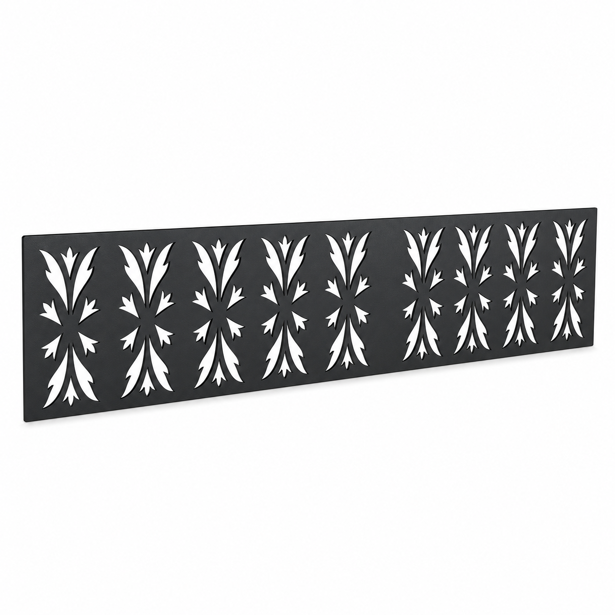 Tall Leaf Prairie laser cut metal fence topper insert perspective view, Design 149