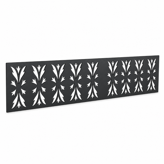 Tall Leaf Prairie laser cut metal fence topper insert perspective view, Design 149