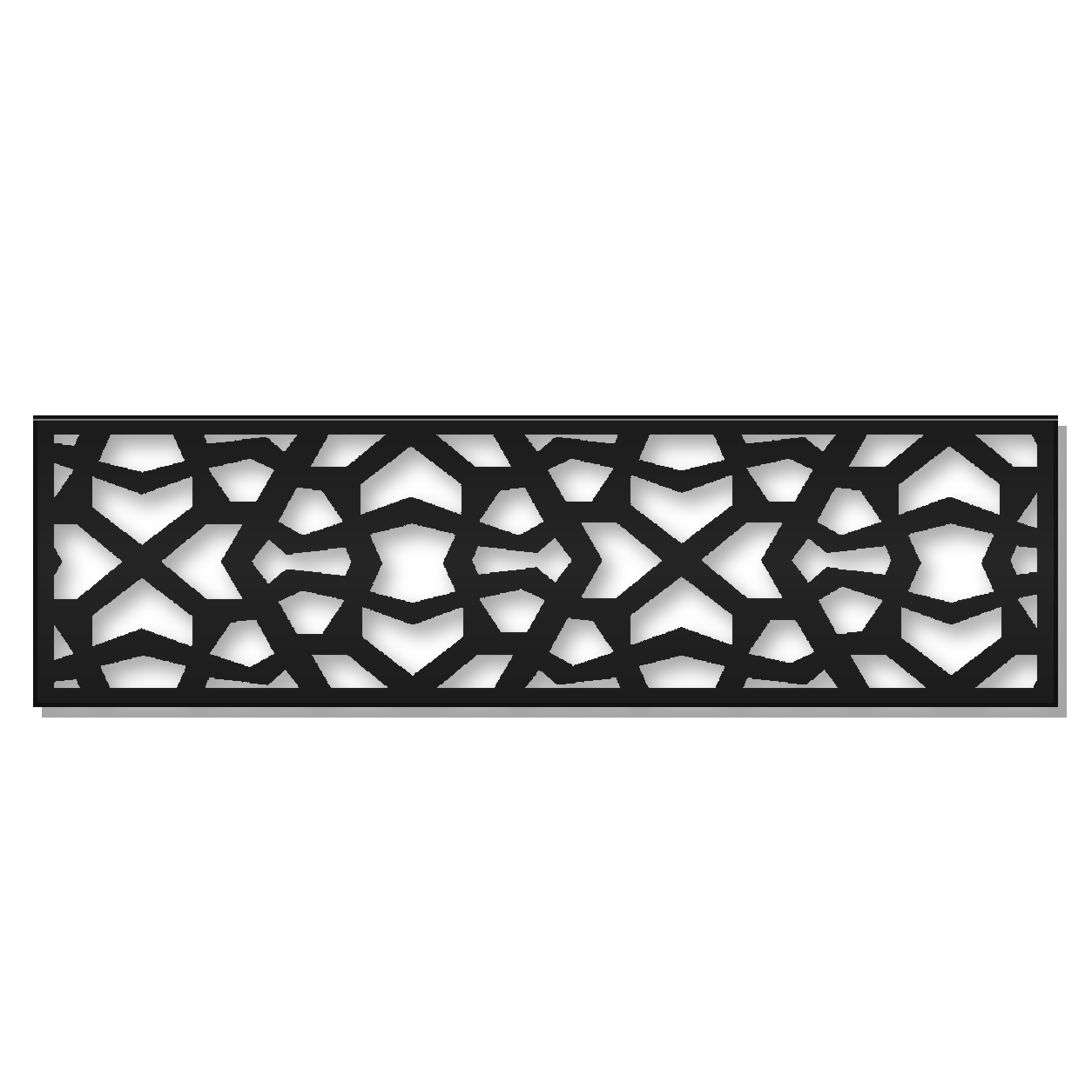 Bold Cobblestone Lattice decorative metal fence topper front pattern for WPC composite fencing, Design 150
