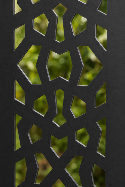 Design 150 Stone Lattice Laser Cut Metal Privacy Screen Panel close-up detail view