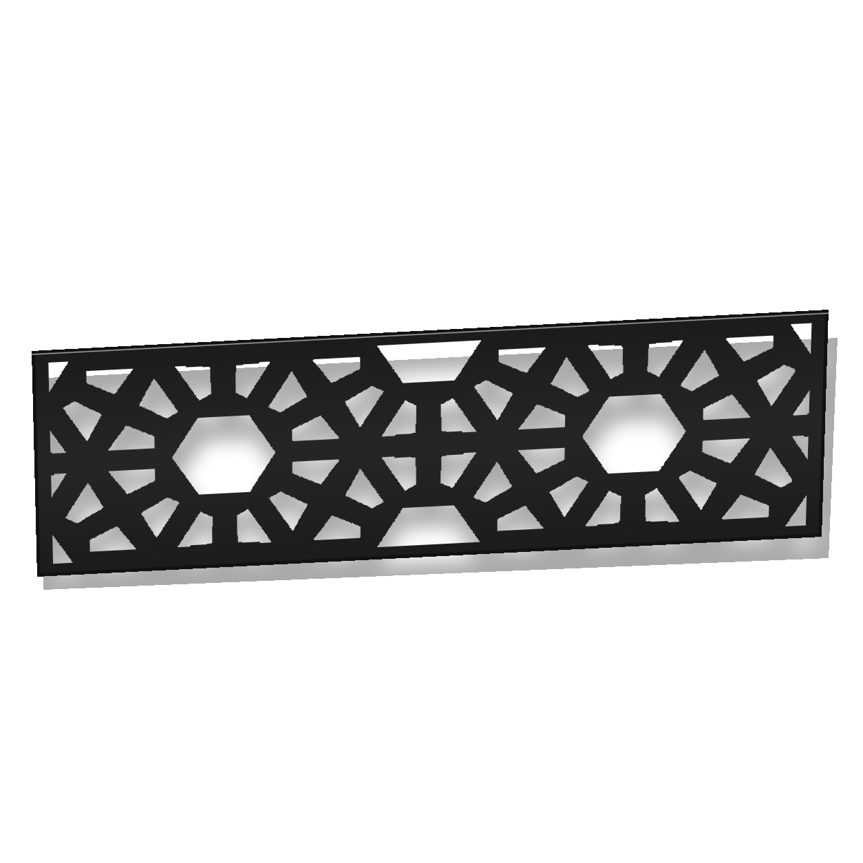 Large Stone Lattice laser cut metal fence topper insert perspective view, Design 151
