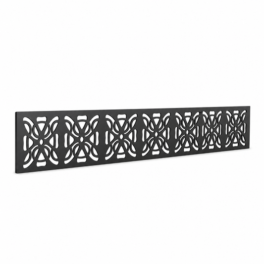 Butterfly Bow Trellis laser cut metal fence topper insert perspective view, Design 153