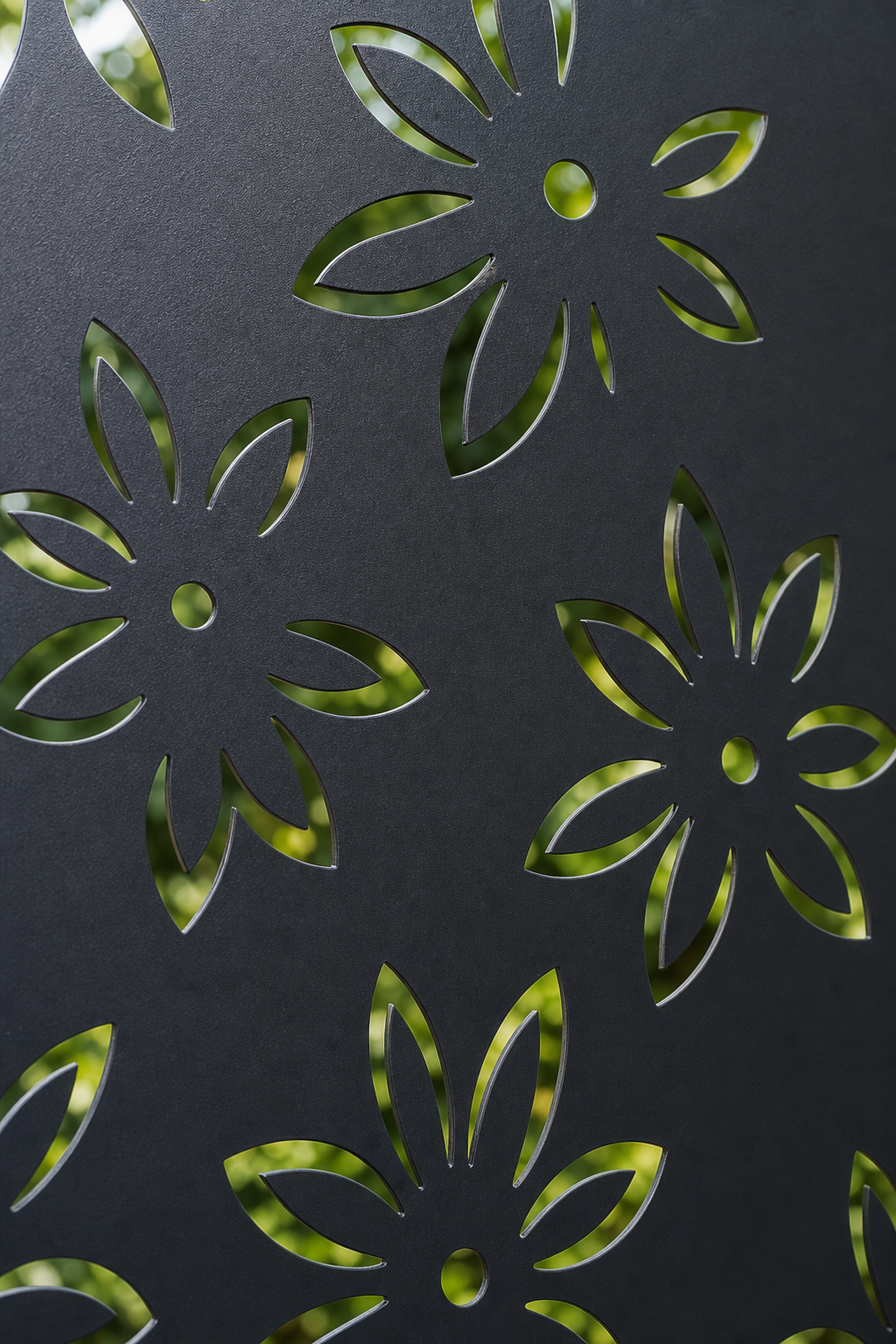 Design 154 Daisy Vine Laser Cut Metal Privacy Screen Panel close-up detail view