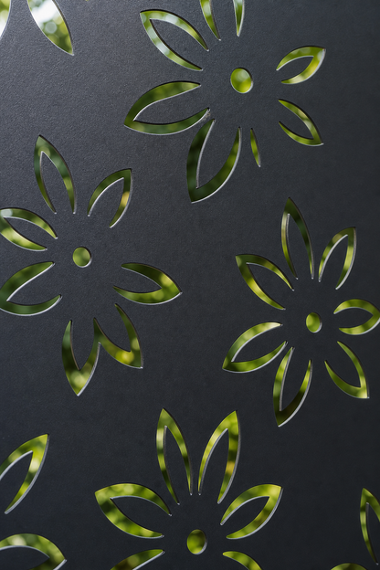 Design 154 Daisy Vine Laser Cut Metal Privacy Screen Panel close-up detail view