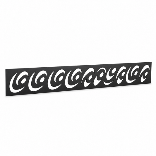 Ocean Wave Curl laser cut metal fence topper insert perspective view, Design 155