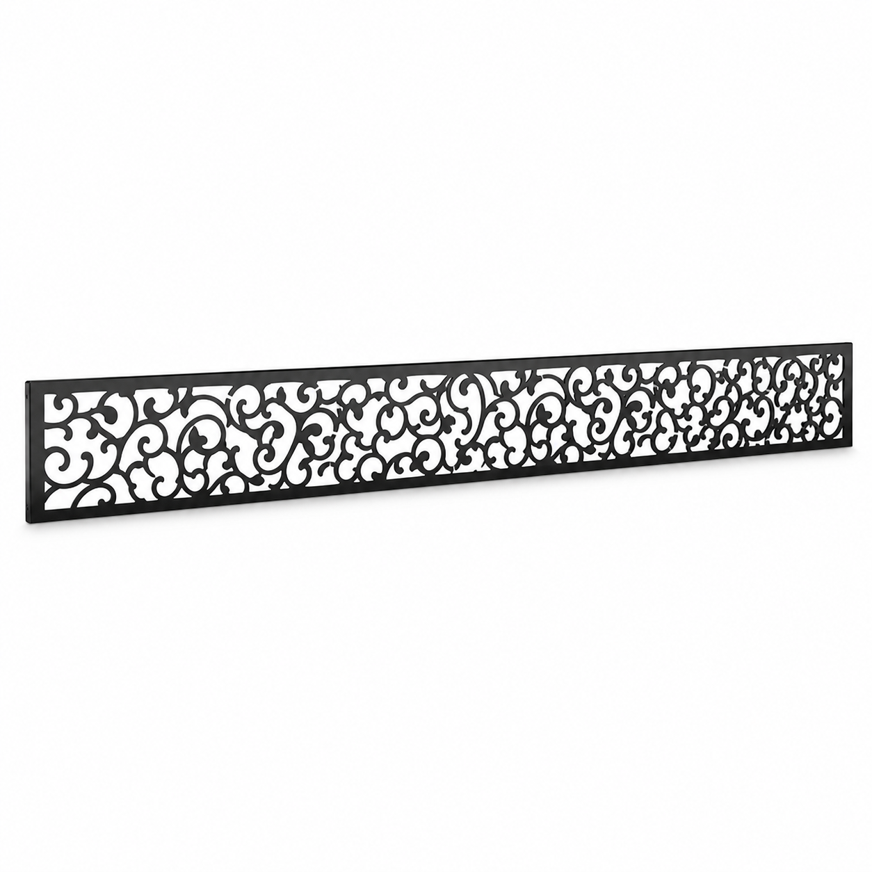 Dense Scroll Lace laser cut metal fence topper insert perspective view, Design 156