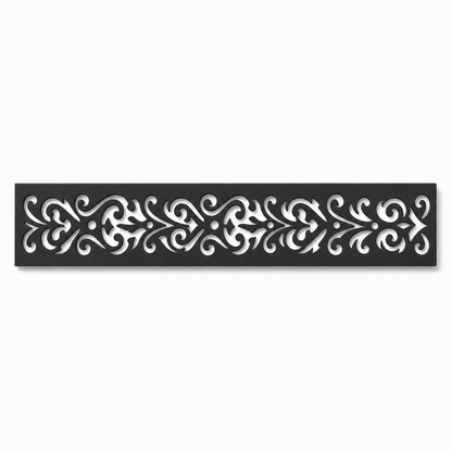 Elegant Scroll Rail decorative metal fence topper front pattern for WPC composite fencing, Design 158