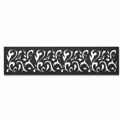 C Scroll Vine decorative metal fence topper front pattern for WPC composite fencing, Design 159