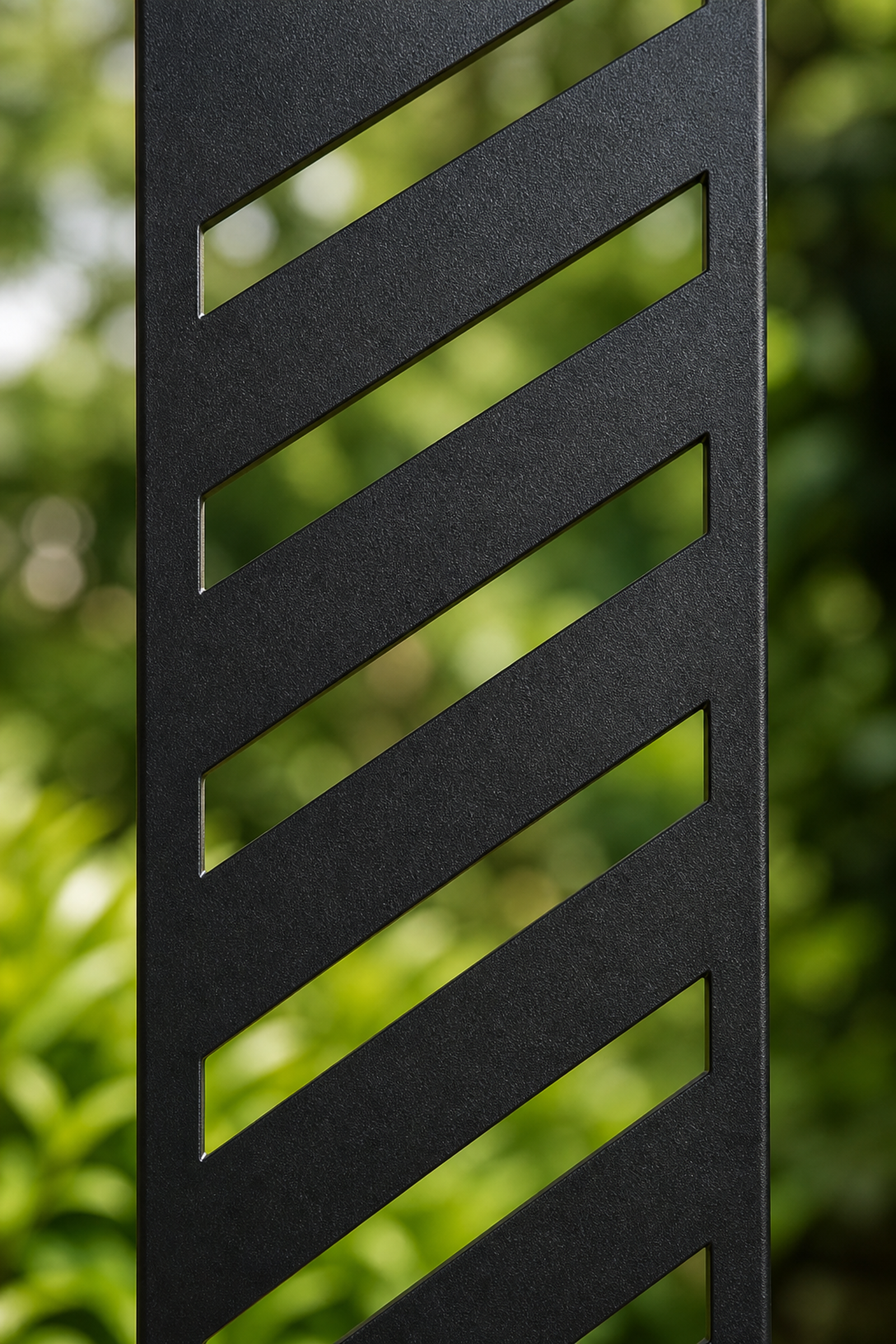 Design 160 Diagonal Slat Laser Cut Metal Privacy Screen Panel close-up detail view