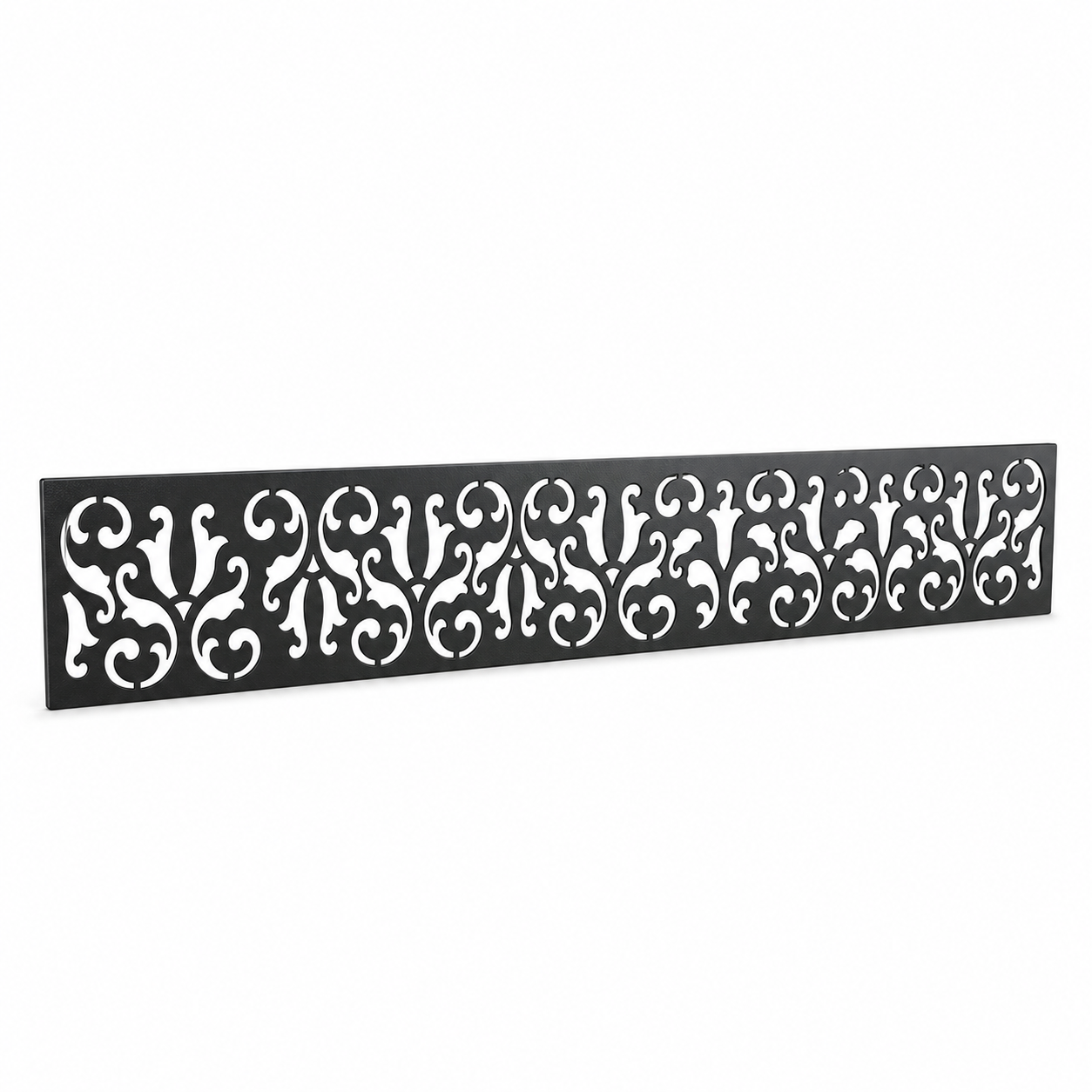 Gothic Clover Lace laser cut metal fence topper insert perspective view, Design 160