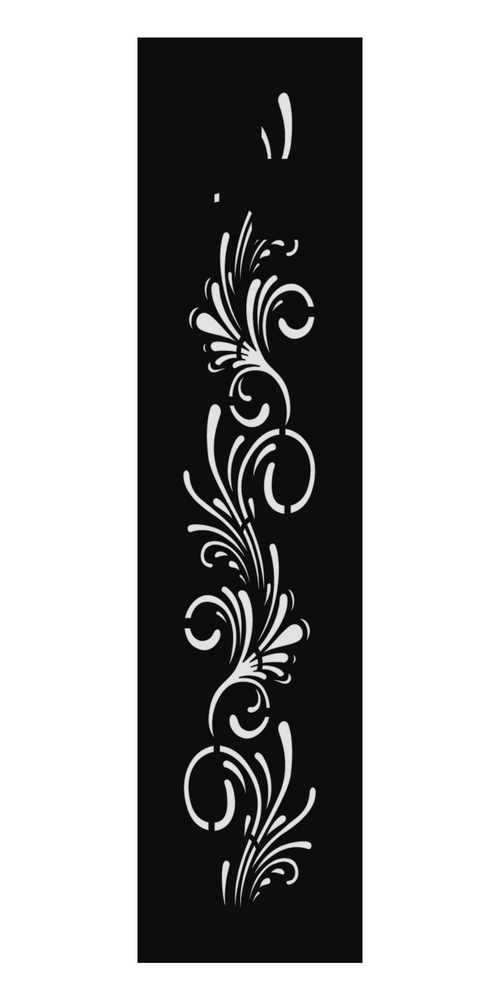Design 161 Floral Curl Spray Laser Cut Metal Privacy Screen Panel front main view