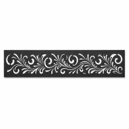 Leaf Scroll With Border decorative metal fence topper front pattern for WPC composite fencing, Design 161