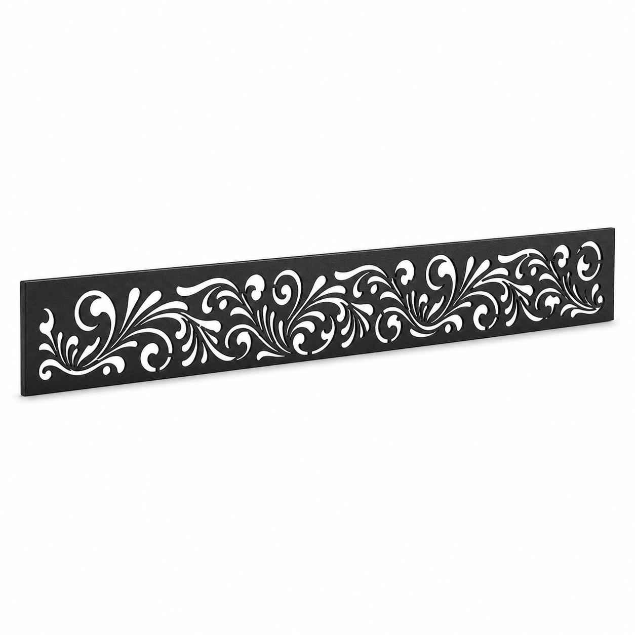 Leaf Scroll With Border laser cut metal fence topper insert perspective view, Design 161