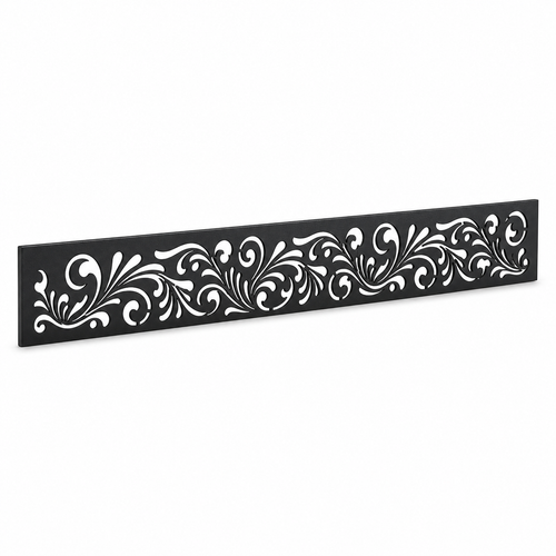 Leaf Scroll With Border laser cut metal fence topper insert perspective view, Design 161