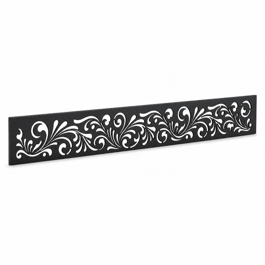 Leaf Scroll With Border laser cut metal fence topper insert perspective view, Design 161