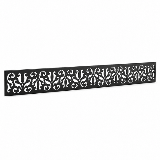 Fleur De Lis Garden Row laser cut metal fence topper insert perspective view, Design 162