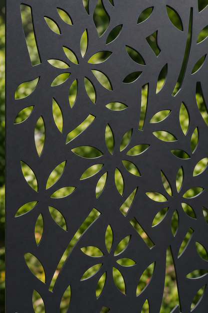 Design 163 Bamboo Blossom Laser Cut Metal Privacy Screen Panel close-up detail view
