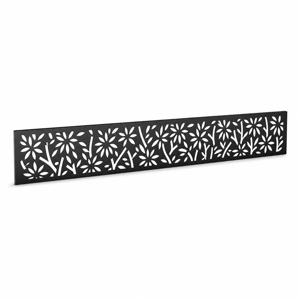 Wild Grass Floral laser cut metal fence topper insert perspective view, Design 163