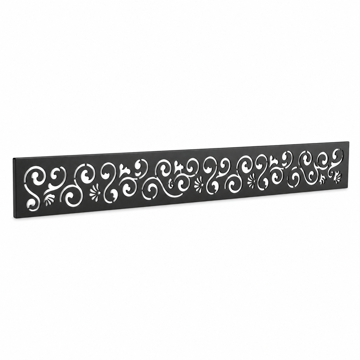 Paisley Seed Pattern laser cut metal fence topper insert perspective view, Design 172