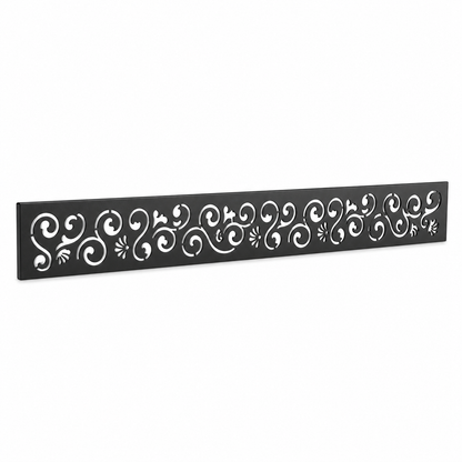 Paisley Seed Pattern laser cut metal fence topper insert perspective view, Design 172