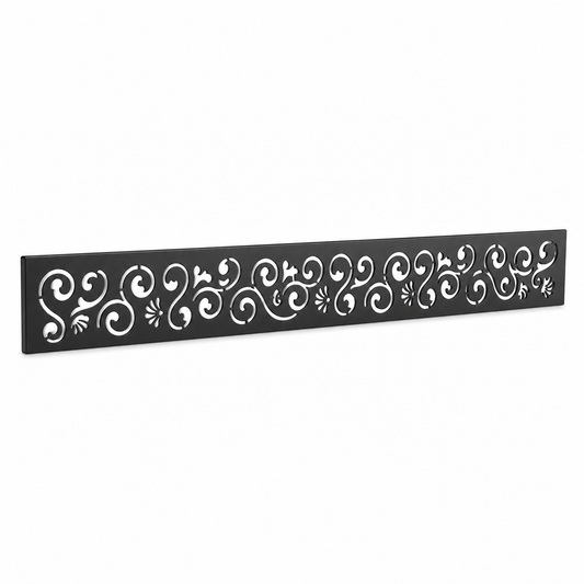 Paisley Seed Pattern laser cut metal fence topper insert perspective view, Design 172
