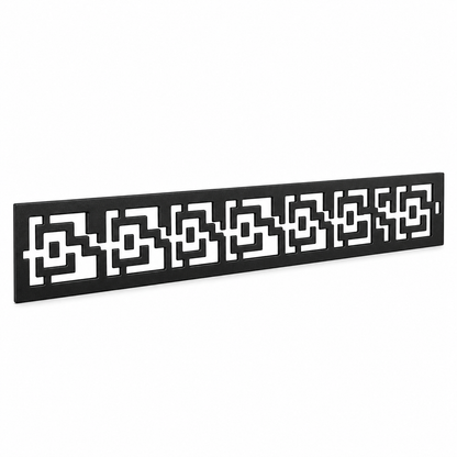 Greek Key Chain laser cut metal fence topper insert perspective view, Design 173