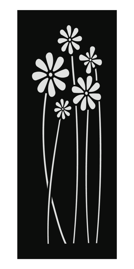 Design 174 Tall Daisy Stems Laser Cut Metal Privacy Screen Panel front main view